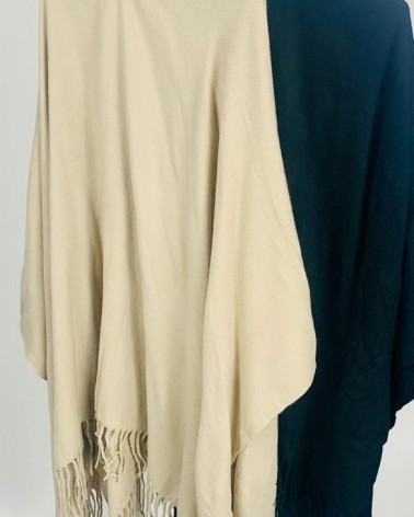 Poncho omslag doek zwart en beige