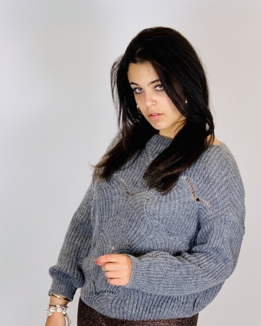 Oversized tricot trui met wol