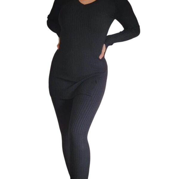 Comfy rib huispak in diverse kleuren, 2-delige set met stretch, one-size tot maat 42