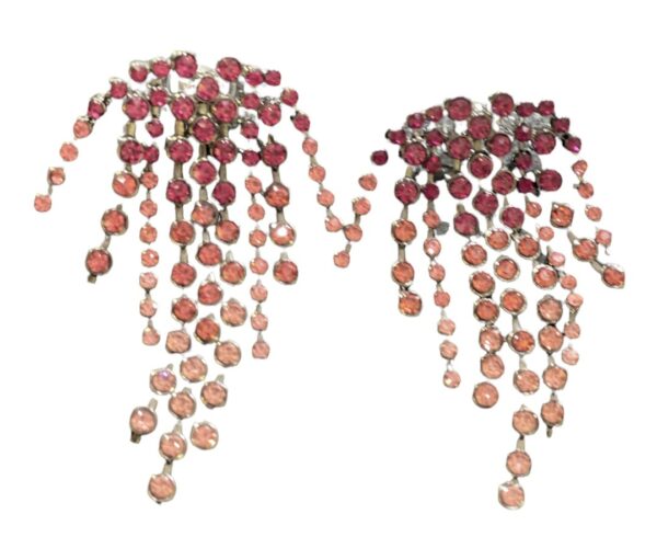 Kwastjes strass oorbellen pink