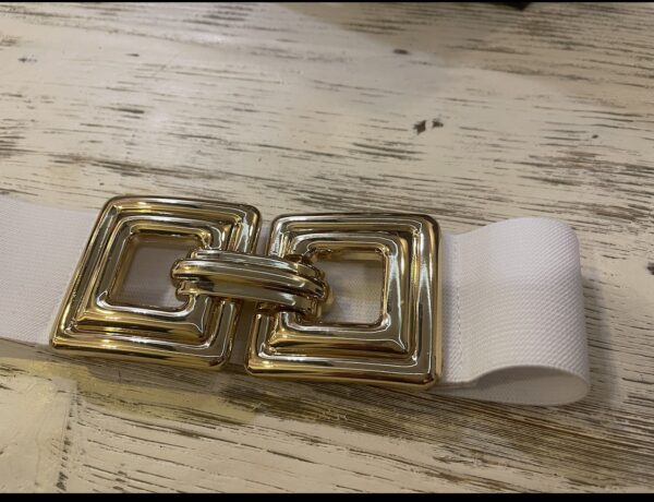 Luxe elastische riem wit/goud