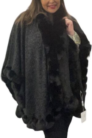 Poncho cape faux fur luxe