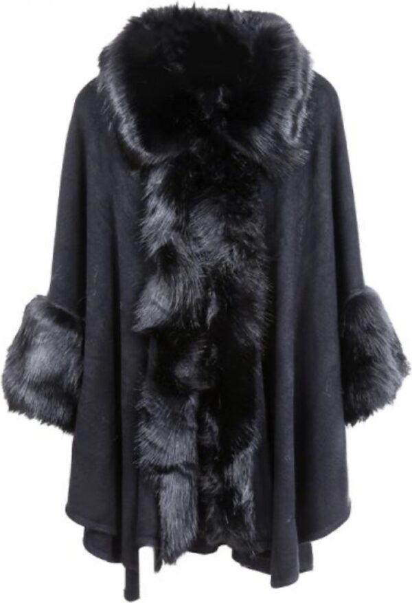 Poncho cape faux fur luxe