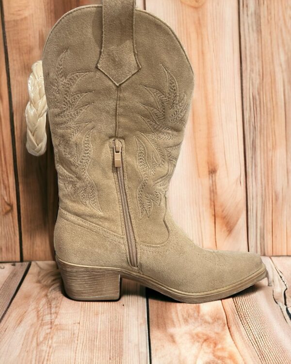 Cowboy laarzen Beige suede met stiksels