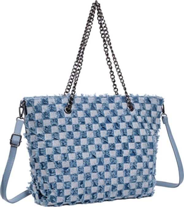 Checkered Denim shopper